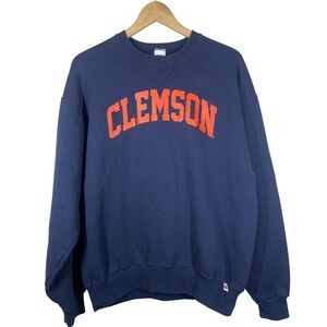 Vintage Russell Athletic Clemson Tigers Crewneck Sweatshirt Navy Orange Size L
